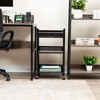 Mind Reader Cart with Covered Compartment, Office Organizer, Storage, 3-Tier, Office, Metal