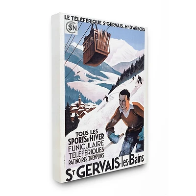 Stupell Industries Vintage Skiing Advertisement Canvas Wall Art