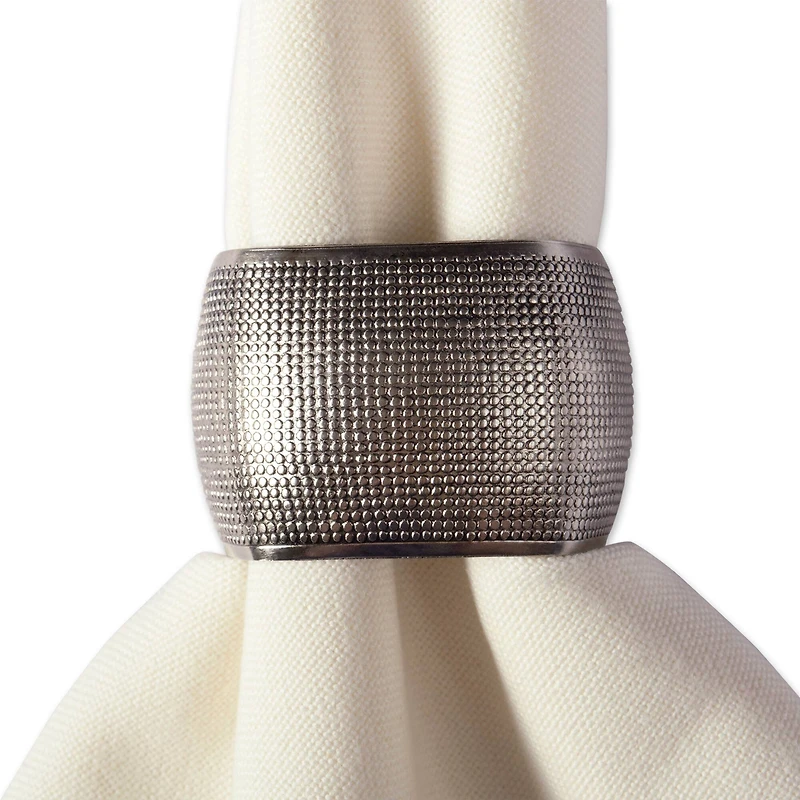 DII® Silver Textured Square Napkin Rings, 6ct.