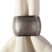 DII® Silver Textured Square Napkin Rings, 6ct.