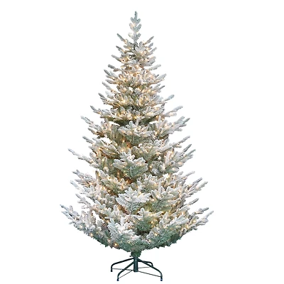 7.5ft. Pre-Lit Flocked Hillside Spruce Artificial Christmas Tree, Clear Lights