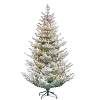 7.5ft. Pre-Lit Flocked Hillside Spruce Artificial Christmas Tree, Clear Lights