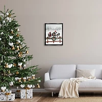 Stupell Industries Holiday Cows Farmland Fence Framed Floater Canvas Wall Art