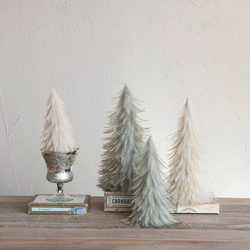 Hello Honey® Cream Decorative Feather Tree Set