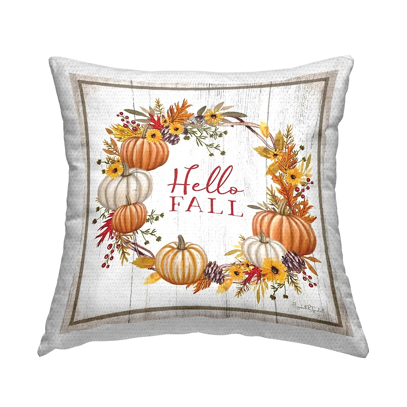 Stupell Industries Rustic Hello Fall Outdoor Printed Pillow