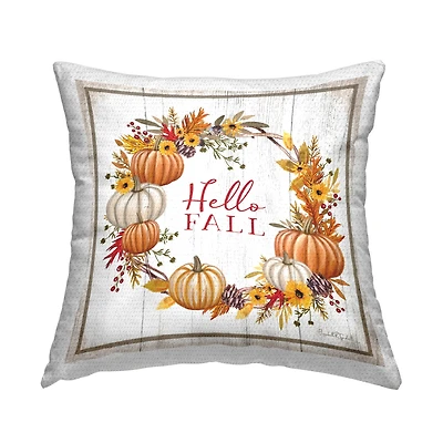 Stupell Industries Rustic Hello Fall Outdoor Printed Pillow