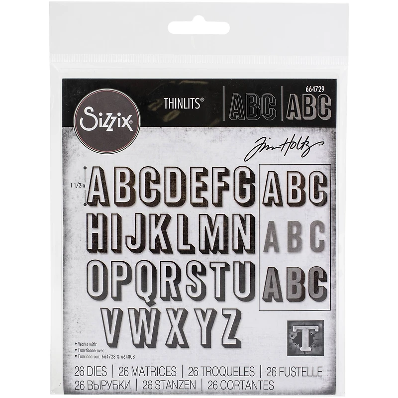 Sizzix® Thinlits® Alphanumeric Shadow Upper Die Set by Tim Holtz®