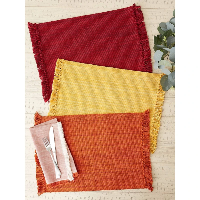 DII® Variegated Redwood Fringe Placemats, 6ct.