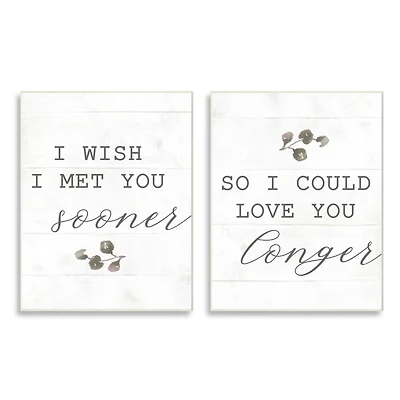 Stupell Industries I Wish I Met You Sooner So I Could Love You Longer Wall Plaque Set