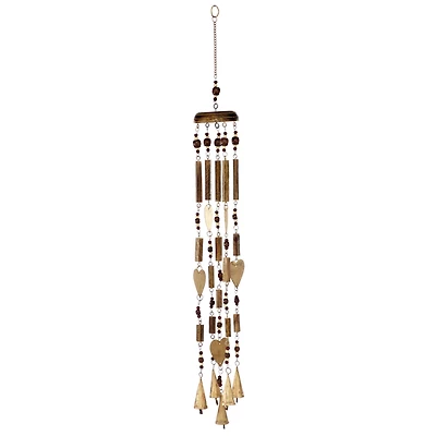 33" Gold Metal Charmed Hearts Coastal Windchime
