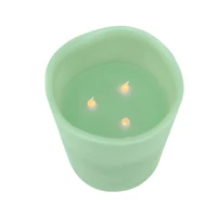 8" Sage Green LED 3-Wick Flickering Wax Pillar Candle