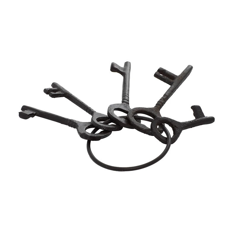 The Novogratz Set of 5" Black Aluminum Industrial Keys, 8" x 3"