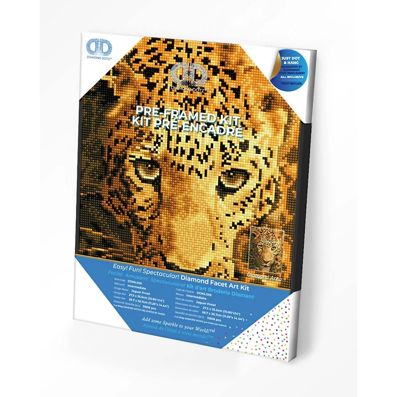Diamond Dotz® Intermediate Jaguar Prowl with Frame Diamond Painting Kit