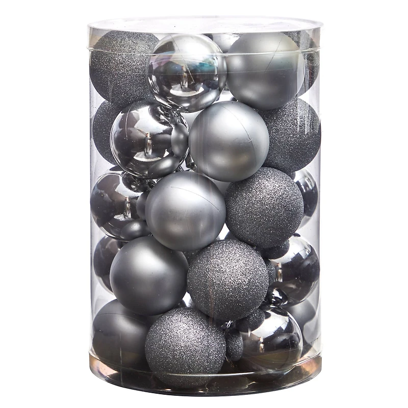 30ct. 2.5" Silver Shatterproof Christmas Ornaments