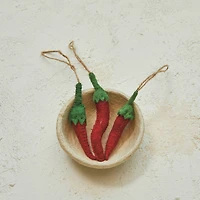 Hello Honey® Red & Green Handmade Wool Felt Chili Pepper Ornament Set
