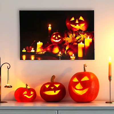 Halloween Harvest Jack-o-Lanterns LED Canvas Wall Art