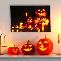 Halloween Harvest Jack-o-Lanterns LED Canvas Wall Art