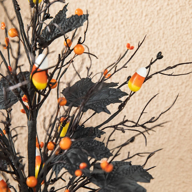 Glitzhome® 21" Lighted Halloween Candy Corn Berries Table Tree