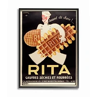 Stupell Industries French Waffle Man Vintage Dessert Advertisement Wall Art in Black Frame
