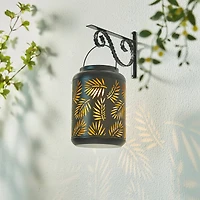Glitzhome® 8.5" Leaf Cutout Solar Powered Hanging Lantern