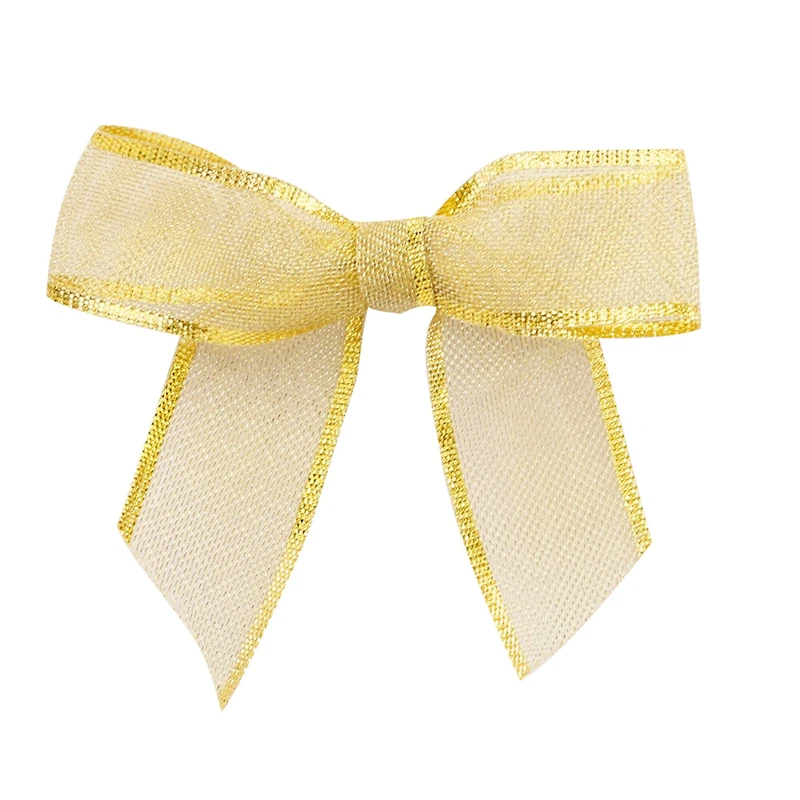 JAM Paper 7/8" Gold Metallic Mesh Twist Tie Bows, 100ct.