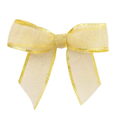 JAM Paper 7/8" Gold Metallic Mesh Twist Tie Bows, 100ct.