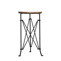 Hello Honey® 2ft. Tan Marble Top Modern Round Metal Accent Table