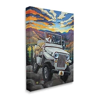 Stupell Industries Dogs Off-Roading Desert Drive Mountain Sunset Canvas Wall Art