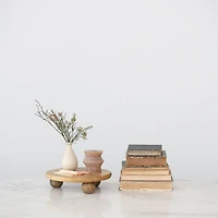 Hello Honey® 10" Round Hand-Carved Mango Wood Cake Pedestal