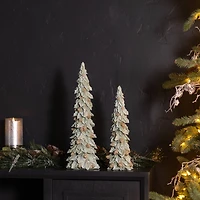 Glittered Holly Pinecone Tree Set
