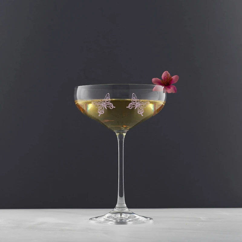 JoyJolt® 14oz. Meadow Butterfly Crystal Martini Glass Set, 2ct.