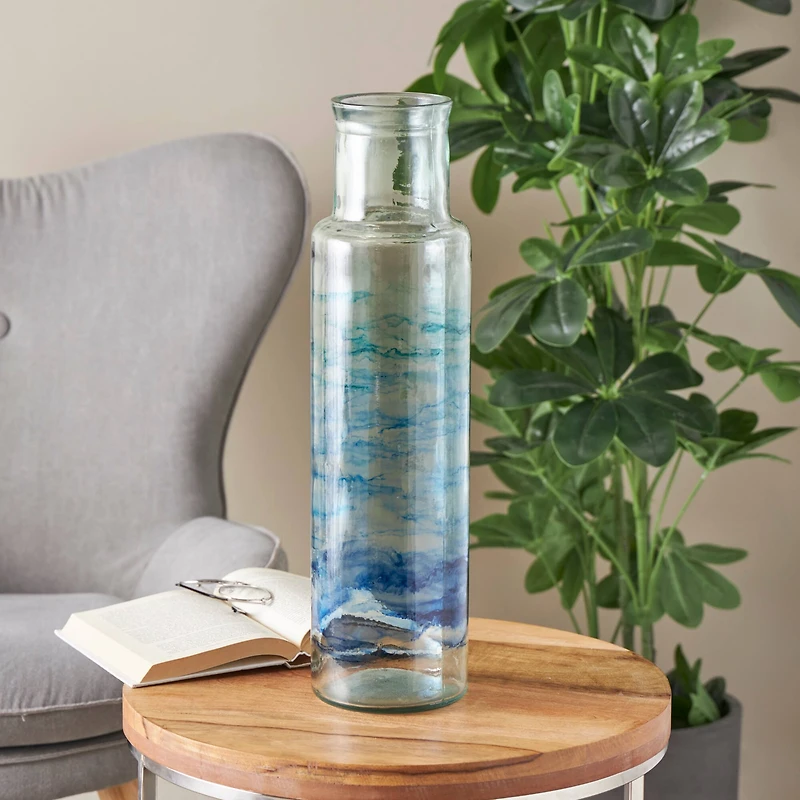 Blue Abstract Ombre Recycled Glass Vase
