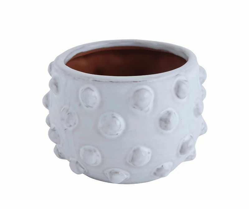 Hello Honey® 5.5" White Bubbled Design Terra Cotta Planter