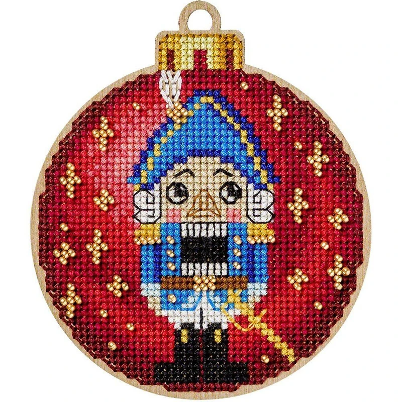 Wonderland Crafts Red & Blue Nutcracker Ornament Cross-Stitch Kit