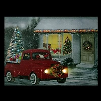 LED Fiber Optic Retro Red Truck Christmas Wall Art