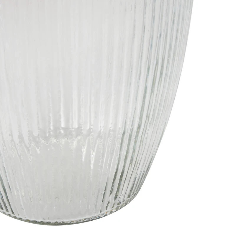 12" Clear Glass Ribbed Fluted Decorative Vase