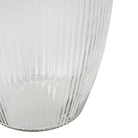 12" Clear Glass Ribbed Fluted Decorative Vase