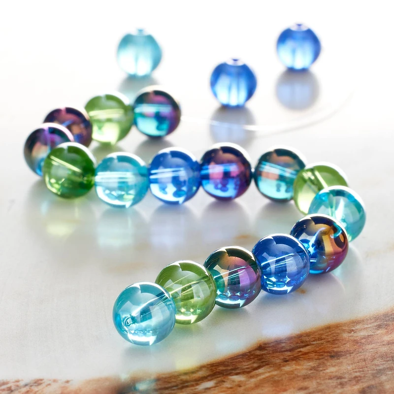 Sea Breeze Glass Round Beads, 10mm by Bead Landing™