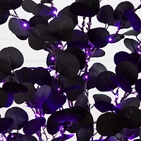 5ft. Pre-Lit Artificial Halloween Black Eucalyptus Tree with 220 Orange & Purple LED Lights