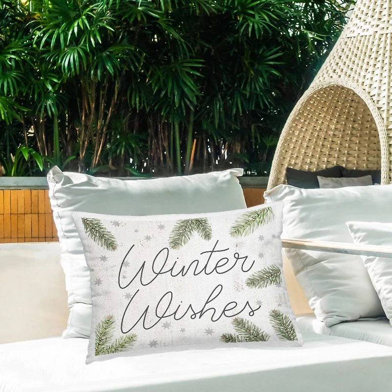 Stupell Industries 14" x 20" Winter Wishes Outdoor Pillow with Pine Sprigs