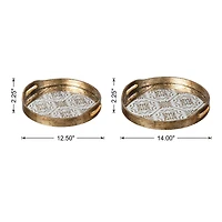 Glitzhome® Gold Round Abstract Mirrored Trays Set