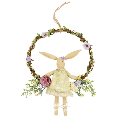 10" Girl Bunny Artificial Floral Easter Wreath