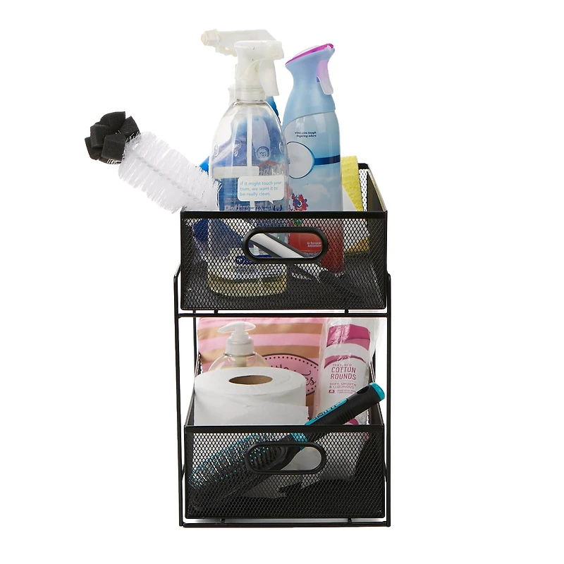 Mind Reader 2-Tier Metal Mesh Organizer Slide Out Basket Drawer