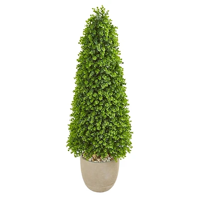 4ft. Eucalyptus Topiary Artificial Tree in Sandstone Planter