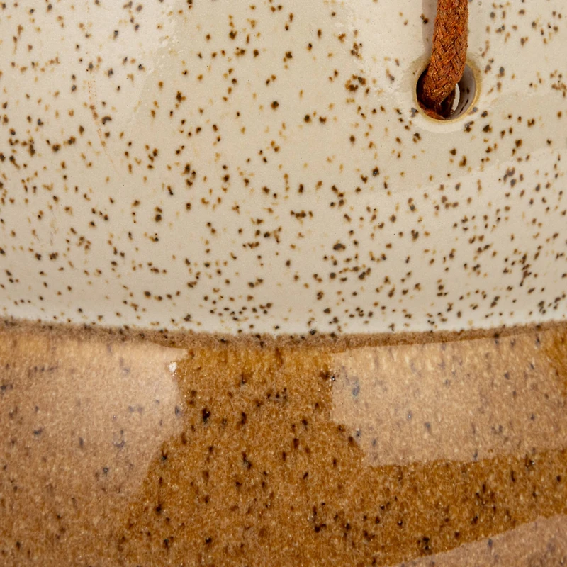 Hello Honey® 5.6" Brown & Cream Hanging Stoneware Planter