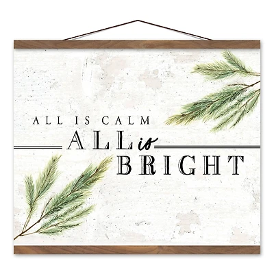 All Is Bright 20x16 Teak Hanging Canvas