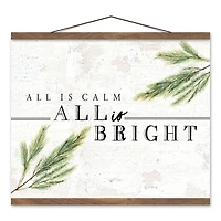 All Is Bright 20x16 Teak Hanging Canvas