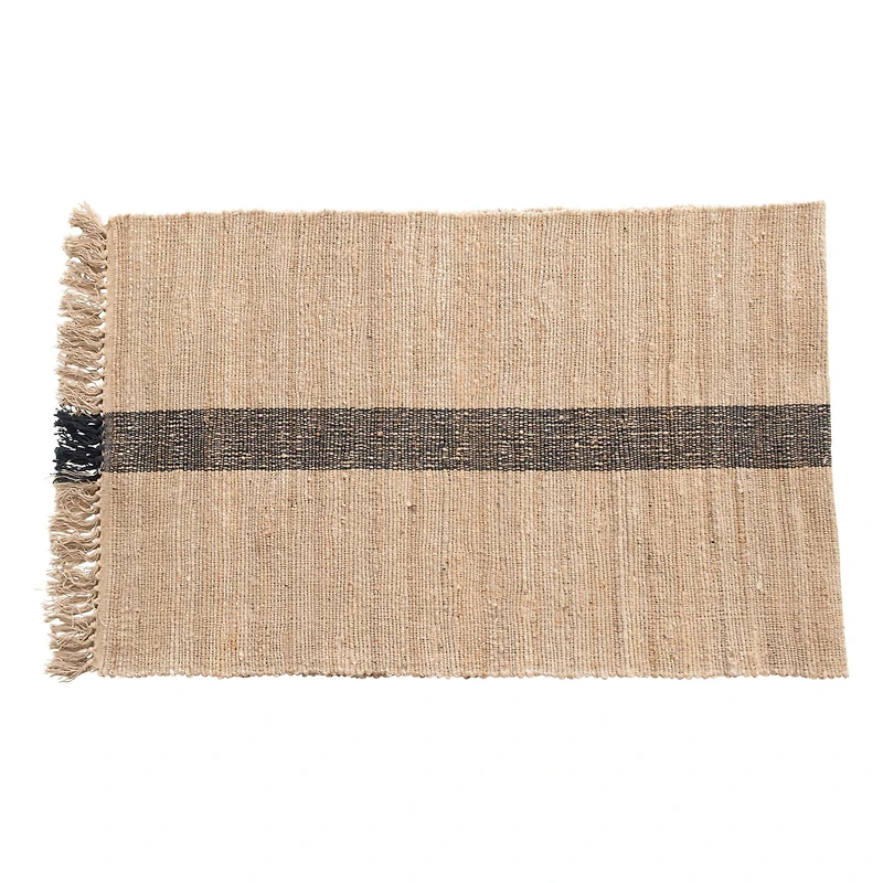 Hello Honey® Natural Jute & Cotton Floor Runner with Black Woven Stripe, 2.5ft.x9ft.