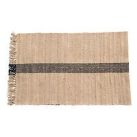 Hello Honey® Natural Jute & Cotton Floor Runner with Black Woven Stripe, 2.5ft.x9ft.