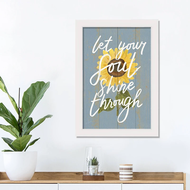 Let Your Soul Shine 13.63" x 19.63" White Framed Canvas